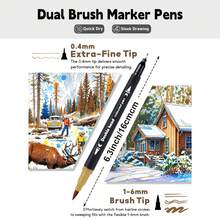 Bộ bút dạ hai đầu 24/12 màu, bút vẽ có đầu mảnh và đầu cọ, đồ dùng học tập, thích hợp cho sách tô màu, sổ kế hoạch, ghi chú, tô màu. - Bộ - Xem 4