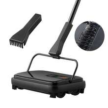 SucceBuy Manual Carpet Sweeper 7.87 In Sweeping Paths 300ml Dustbin Capacity W/ Comb For Home Rugs Hardwood Surfaces Wood Floors - Black - View 2