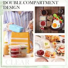 20pcs Portable Dual Compartment Condiment Containers - Reusable Plastic Sauce And Dip Cups For Travel, Snacks And Meal Prep (Transparent), Dual Compartment Containers Suitable For Dipping Bowls - Clear - View 10