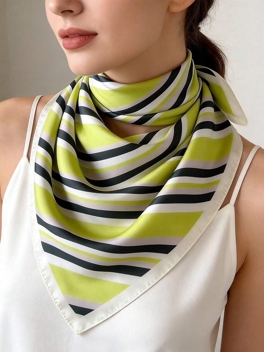 1条青柠绿斜纹缎面方巾，四季皆宜，适合日常出行、旅行、婚礼派对等场合，男女通用，可作头巾、发带、头巾、户外防晒配饰，为您的造型增添亮点。 - 彩色 - 查看 1