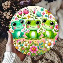 2D Flat - Decorative Signs And Plaques 2D Flat, 7.8inch Round Aluminum Metal Sign - Fantasy Frog And Garden Mural, High-Definition Clear Print, Durable Indoor/Outdoor Decoration, Perfect Gift For Home, Cafe, Garage - Friends And Family, Frog Garden Decoration, 2D Flat - 1PC - Xem 2