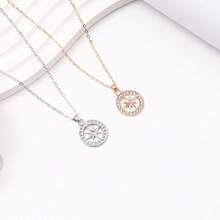 Octagram Compass Rhinestone Necklace, Unique Design Directional Necklace, Couple/Friendship Gift, Meaning Guiding Direction And Protecting Love, Elegant Luxury Daily Accessory - Multicolor - View 9