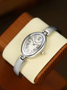 Silver Oval Women's Quartz Watch Is Fashionable And Exquisite Suitable For Daily Matching With Birthday/Graduation Gifts And Gatherings ﻿ - Silver - View 1