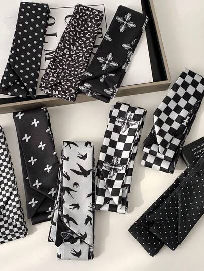 1 Pieza Bufanda larga, Pañuelo estrecho, Bufanda a cuadros de lunares, Diadema, Coletero, Cinturón