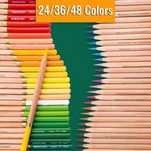48-Farben Premium Ölbasierte Farbstift-Set, 24/36/48 Farben erhältlich, 3,8mm weiche Mine, Holz Zeichen- und Malset, Metallverpackung, geeignet für Künstler und Hobbykünstler - Hero 24-Farben-Blechdosenset - Übersicht 4