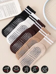 1/3/5 Pairs Women Yoga Socks, Professional Fitness Pilates Non-Slip Knee-High Socks, Suitable For Pairing With Leggings, Non-Slip Yoga Socks, Non-Slip Socks, Applicable For All Seasons Spring, Summer, Autumn, Winter, Gift For Friends, Girlfriends, Mothers On Valentine's Day - Multicolor - View 8