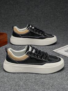 2026新款时尚百搭男士厚底休闲运动鞋，低帮鞋 - 黑色 - 查看 7