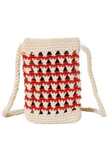 BAILEE A Casual And Vacation-Style Crochet Patchwork Shoulder Bag. The Unique Patchwork Design Can Accommodate Items Like Phones And Lipsticks. This Portable, Cute And Fashionable Quilted Bag Is Perfect For Beach Trips, Daily Outings, Seaside Vacations, Travel Adventures, And Matching With Various Outfits. It Makes An Ideal Gift For Family, Friends And Loved Ones. - Multicolor - View 16