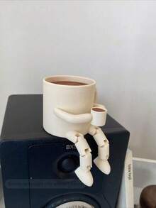 Cute Coffee Cup And Coffee Bean Shaped Figurines With Movable Legs -Pla Material Desk Ornaments, Modern Design, Perfect For Coffee Corner Decoration, Fun Gift For Coffee Lovers, Home And Office Decor, Adorable Bookshelf Decoration, And Collectible Movable Ornaments. - Multicolor - View 9