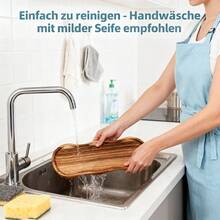 1件手工木制甜点盘，红木托盘，多功能耐用，轻巧的木制餐具，适用于早餐、咖啡、茶、小吃、摆放植物和室内装饰。完美的母亲节礼物，适合居家、酒店、户外使用。 - 原木色 - 查看 6