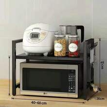 2/3 Tier Extendable Microwave Oven Rack Heavy Duty Kitchen Storage Shelf Stand UK - A - View 11