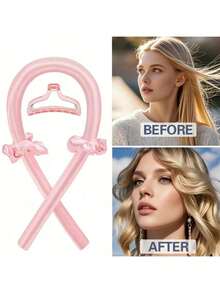 4-Piece Set/No-Heating Hair Curling Set: Satin Curling Iron, Ideal For Overnight Curls - With Headband And Handle - Gentle And Effective Hair Care - Foam Hair Curler - View 3