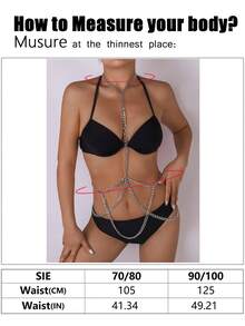 1件装女士欧美朋克风银色性感金属身体链，带流苏，适合化装舞会或主题派对 - 銀色 - 查看 6