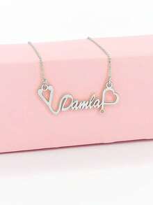 1 Piece Personalized Stethoscope Name Necklace, Stainless Steel Jewelry, DIY Letter Necklace, Suitable For Women In All Seasons, Valentine's Day Gift - Multicolor - View 3