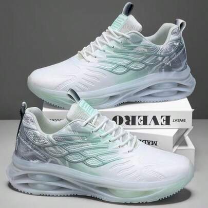 Men's Fashion Gradient Breathable Running Shoes, With Shock Absorption, Comfortable Non-Slip Durable Lace-Up Sports Sneakers, Suitable For Outdoor Activities And Exercise