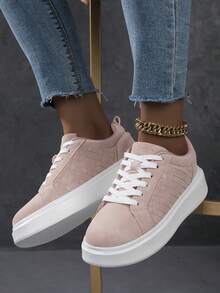 2026 New Women's Lace Up Casual Shoes, Sports Shoes, White Shoes, Women's Shoes, Skateboarding Shoes, Lightweight Street Board Shoes - Pink - View 6