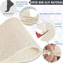 godehone - Alfombrillas de ducha antideslizantes sin ventosas alfombrillas de baño de lufa de PVC alfombrillas de lufa para ducha y baño secado rápido 17.1 x 59 pulgadas color beige - Beige - Ver 3