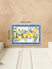 1PC Fresh Lemon Garden Blue & Yellow Decorative Floral Pattern Romantic Garden Theme Bathroom Decor, Playful Bathroom Style Fresh Lemon Garden Blue & Yellow Decoration, Door Mat, Bathroom Rug, Modern Fashion Home Decor Carpet, Bathtub Side Rug, Perfect For Entryway, Kitchen Porch, Living Room Carpet, Door Mat, Small Rug, Welcome Mat - Multicolor - View 16