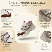 Women's Modern Platform Sneakers, Comfortable For Everyday Casual Wear, Stylish, Vacation, Lace-Up, Party, Office, Outdoor - 焦糖色/粉紅色 - 查看 8