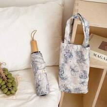 French Ins High-Quality Ditsy Floral Umbrella, Wooden Handle Sunshade Anti-UV Foldable Dual-Use Umbrella - Floral Umbrella - View 13