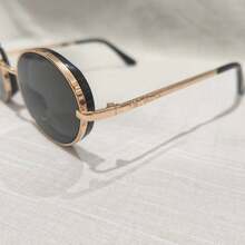 Retro Round  2026 Unisex – Vintage Gold Metal Frame With  Lenses, Fashion Style - 黑色 - 查看 6