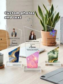 1pc Customize Personalized Acrylic Award Plaque,Custom Photo And Text, Custom Corporate Recognition Trophy,Employee Award Plaque,Retirement Or Appreciation Gift For Staff & Manag - Multicolor - View 2