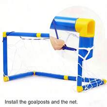 可折叠迷你足球门，夏季户外运动的最佳选择，塑料足球门柱套装，充气运动玩具，适合青少年，适用于室内外团队比赛 - 彩色 - 查看 8
