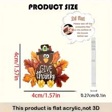 Thanksgiving Turkey Acrylic Dangle Earrings, "Give Thanks" Fall Maple Leaf Drop Earrings, 2D Flat Thanksgiving Party Jewelry For Women - A - View 4