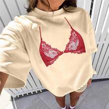 Nuevo top popular, bralette con un diseño divertido y juguetón, holgado y casual, top de moda de verano, camiseta, popular en y - Blanco - Ver 6