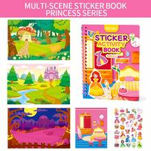 1本儿童益智贴纸书，适合3岁以上儿童，DIY贴纸书，包含泡泡贴纸、果冻贴纸、撕贴贴纸、卡通贴纸，学前认知思维玩具 - 彩色 - 查看 13