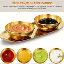 3/6件套豪华金色酱汁碗碟套装，高品质不锈钢调味碟和甜点盘，优雅餐具套装，适合圣诞节/新年/婚礼/派对等场合 - 彩色 - 查看 4