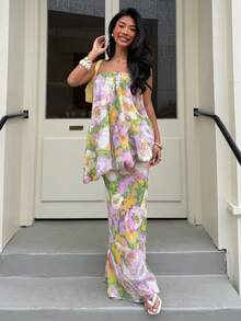 Vestido de mujer de verano DEEKA, estilo europeo y americano, moda francesa con estampado floral y hombros descubiertos para fiesta - Multicolor - Ver 1