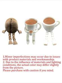 Cute Coffee Cup And Coffee Bean Shaped Figurines With Movable Legs -Pla Material Desk Ornaments, Modern Design, Perfect For Coffee Corner Decoration, Fun Gift For Coffee Lovers, Home And Office Decor, Adorable Bookshelf Decoration, And Collectible Movable Ornaments. - Multicolor - View 10