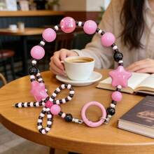 1件欧美时尚丙烯彩绘蝴蝶串珠手链，可爱手机挂绳，钥匙扣吊坠，适合作为学生奖品、朋友生日礼物 - 彩色 - 查看 3