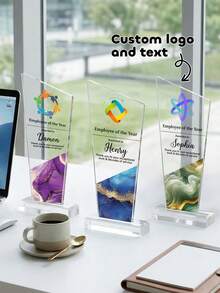 Bảng vinh danh bằng acrylic tùy chỉnh, có thể tùy chỉnh logo và văn bản, cúp vinh danh công ty tùy chỉnh, giải thưởng cho nhân viên, quà tặng nghỉ hưu hoặc tri ân cho nhân viên và quản lý. - Nhiều màu - Xem 2