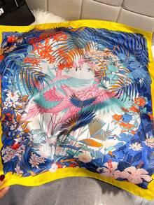 1条仙鹤热带花卉印花方巾，四季皆宜，适合日常出行、旅行、婚礼派对等场合，男女通用，可作头巾、发带、头巾，户外防晒配饰，为您的风格增添亮点。 - 彩色 - 查看 15