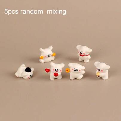 1件/5件随机苔藓微景观创意可爱小白狗DIY园艺装饰配件，迷你汽车桌面装饰，心形摆件礼品