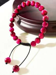 Piedra natural de ojo de tigre rojo rosa, con una textura única de valor, piedra de protección, ajustable, gema natural y protección espiritual y mejora de la autoconfianza, es un regalo ideal para ella - Ojo de tigre rojo rosado - Ver 4