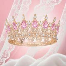 Vương miện công chúa tròn đính đá lấp lánh theo phong cách Baroque, phụ kiện tóc thanh lịch cho cô dâu, tiệc cưới và nữ hoàng. - Nhiều màu - Xem 7