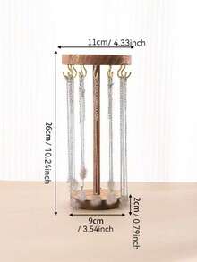1个圆形木质首饰展示架，胡桃木色，简约设计，项链、吊坠、手链收纳架，圣诞节和万圣节礼物（女士款） - 仿胡桃木色 - 查看 19