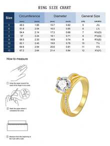 Charm-In 18K Gold Plated Copper Ring Triple Shank Split Band Design Layered Cubic Zirconia Solitaire Engagement Ring For Women Bridal Jewelry - Gold - View 4