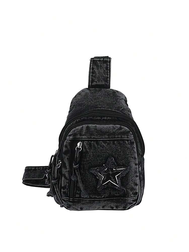 YOONI INS Star Embroidery Shoulder Crossbody Chest Bag, Women Mini Backpack Casual Versatile Small Bag - Multicolor - View 13