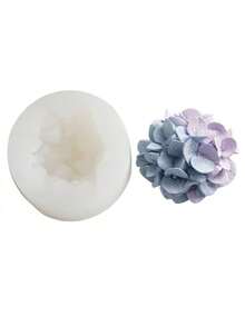 1个3D绣球花造型硅胶蜡烛模具，DIY环氧树脂香石石膏硅胶模具 - A-白色 - 查看 5