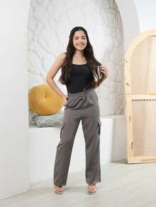 Girls' Tailored Trousers, Sizes 4 To 16, Fashionable For Little Bloggers - Grey - View 1