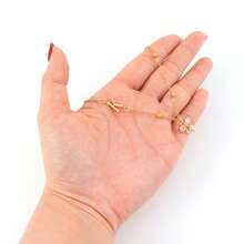 1pc Simple Classic Initial Bow-Knot Pendant Golden Stainless Steel Bead Chain Necklaces For Women - Yellow Gold - View 3