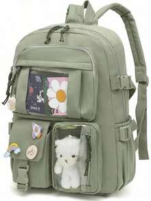 Transparent Window Multi-Functional Backpack, Large Capacity Multi-Pocket Middle School Student Lightweight Travel Bag For Women - A - View 1