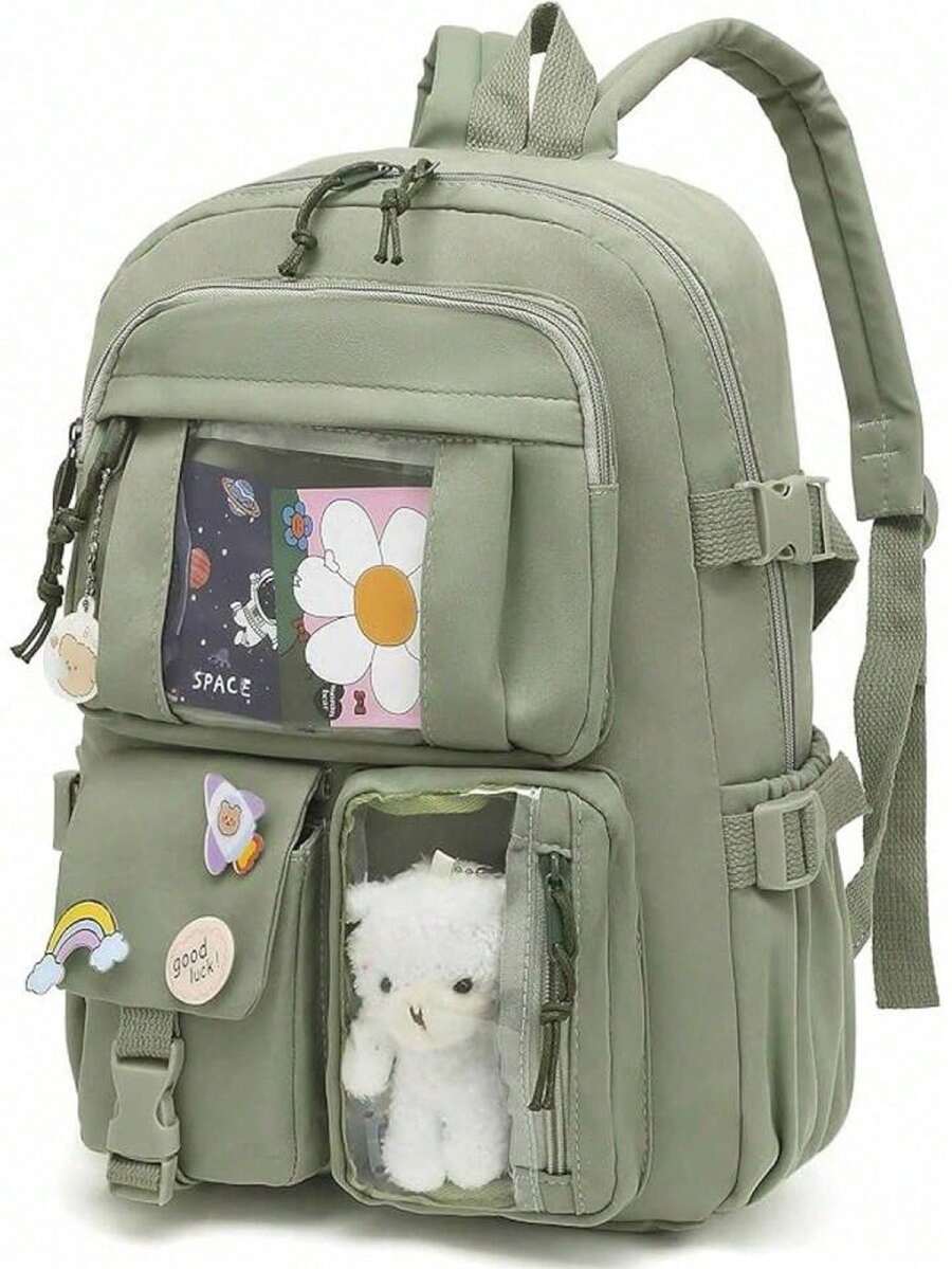 Transparent Window Multi-Functional Backpack, Large Capacity Multi-Pocket Middle School Student Lightweight Travel Bag For Women - A - View 1