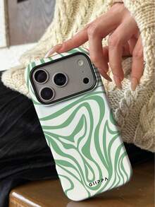 GIIPPA 1个薄荷绿不对称波浪纹图案手机壳，适用于 17 Pro Max，也适用于 16 Pro Max、15 Pro Max、14 Pro Max，韩版时尚趣味手机壳，兼容11/12/13/14/15/16 Pro Max Plus，优雅设计男女皆宜，是圣诞节、情人节、复活节、婚礼季和生日送给女友的理想礼物。 - 薄荷綠 - 查看 6
