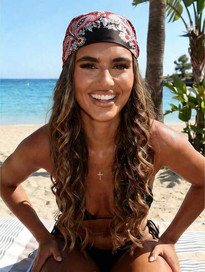 1 Piece Women's Paisley Printed Four-Season All-Purpose Bandana, Headscarf, Bohemian-Style Silk Scarf. Can Be Used Daily As A Bandana, Hair Band, Or Headband To Effortlessly Elevate Your Overall Look.