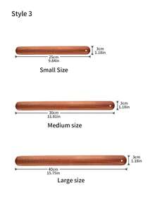 1pc Wooden Rolling Pin With Measurements - Baking Tools With Inch & Cm Markings, Non Stick Pastry Roller - Multicolor - View 3